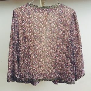 Sheer silk floral jacket with beading